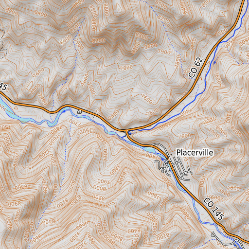 OpenTopoMap map of Wave Bar Mine, CO