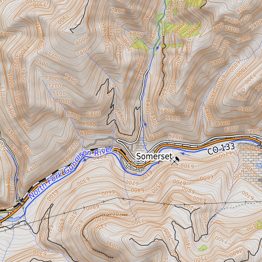 OpenTopoMap map of Somerset Mine, CO