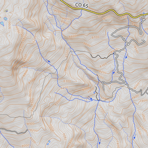 OpenTopoMap map of Lambert Pit, CO