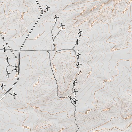 OpenTopoMap map of Badger Prospect, WY