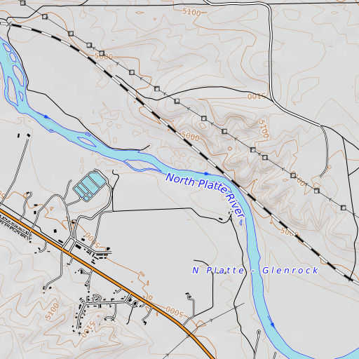 OpenTopoMap map of Brubaker Pit, WY