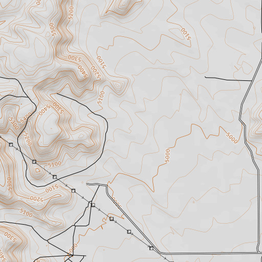 OpenTopoMap map of Copper Bottom Mine, WY