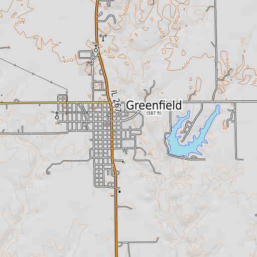 OpenTopoMap map of Greenfield High School, IL