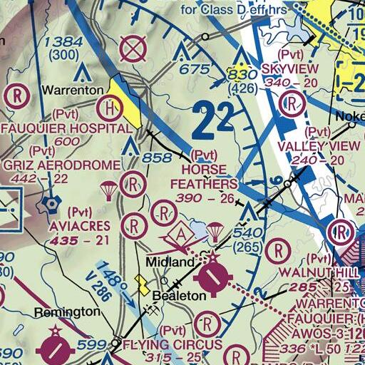 FAA VFR chart of Godfreys Corner, VA