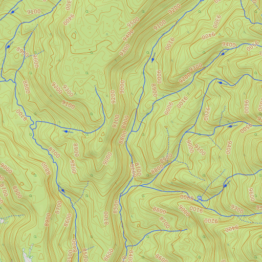 OpenTopoMap map of Second Creek, CO
