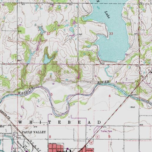 USGS 24K topo map of Hettick Gss Number 3 Dam, OK