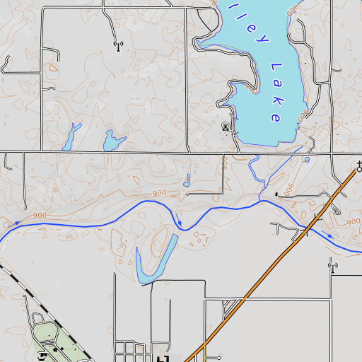 OpenTopoMap map of Hettick Gss Number 3 Dam, OK