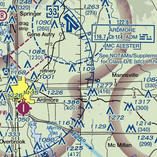 FAA VFR chart of Moore Pond, OK