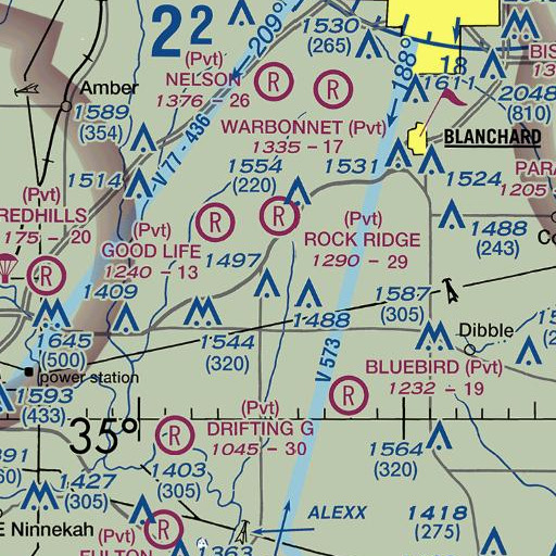 FAA VFR chart of Oknoname 051008 Dam, OK