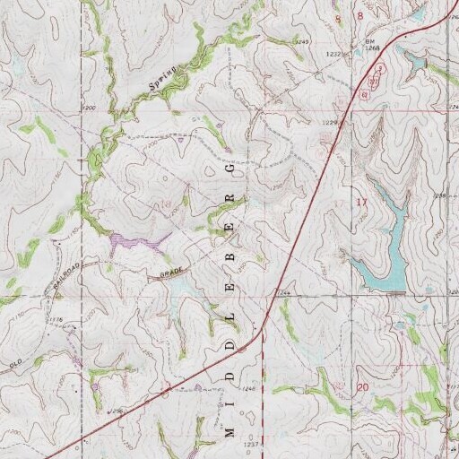 USGS 24K topo map of Oknoname 051019 Dam, OK