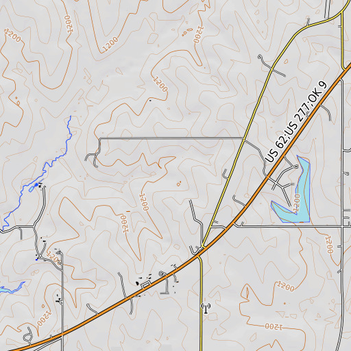 OpenTopoMap map of Oknoname 051019 Dam, OK