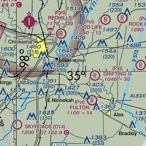 FAA VFR chart of Oknoname 051027 Dam, OK