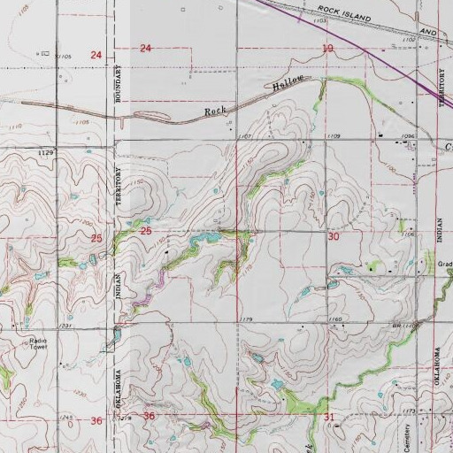 USGS 24K topo map of Oknoname 051031 Dam, OK