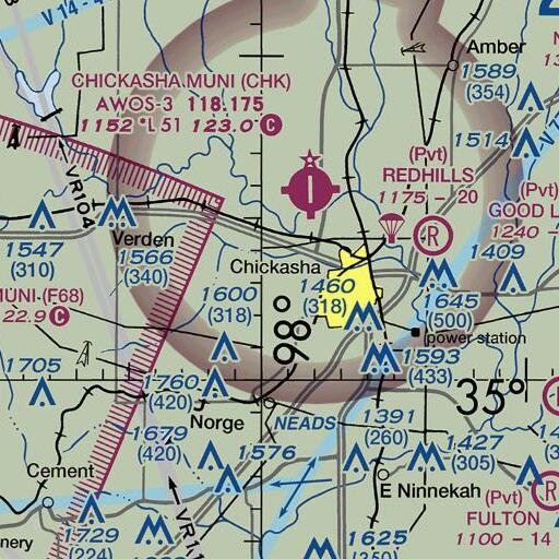 FAA VFR chart of Oknoname 051031 Dam, OK