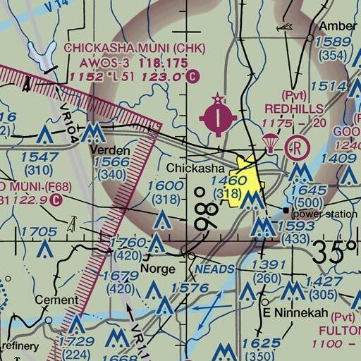 FAA VFR chart of Oknoname 051032 Dam, OK