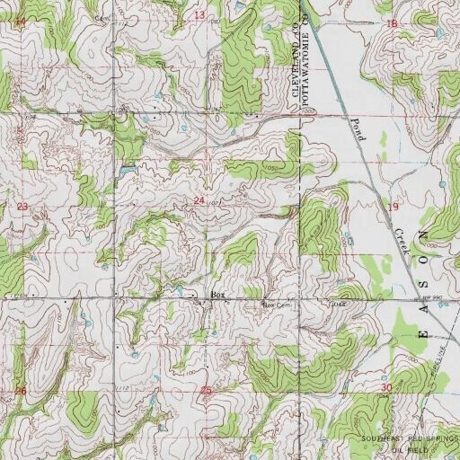 USGS 24K topo map of Spores Lake Dam, OK