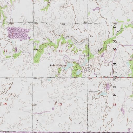 USGS 24K topo map of Lake Hellums, OK