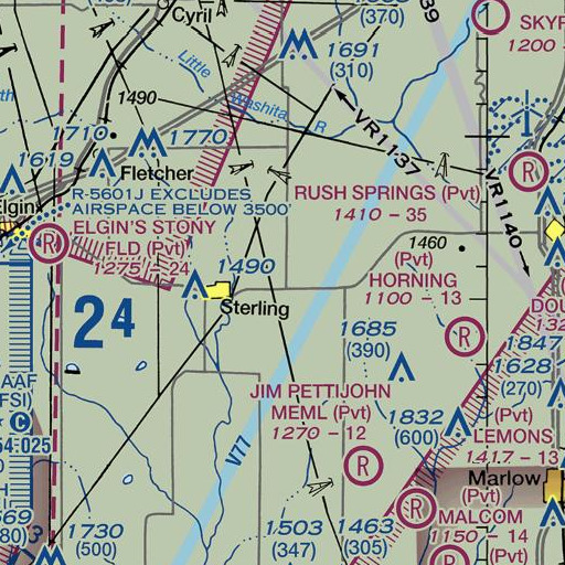 FAA VFR chart of Cleuts White Dam, OK