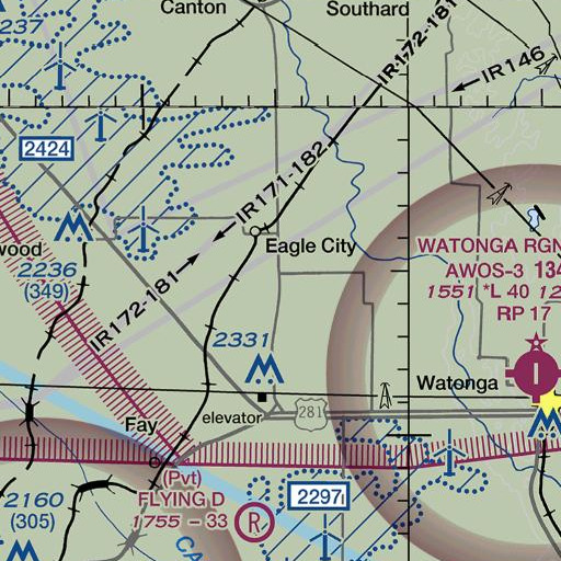 FAA VFR chart of Widney Irrigation Reservoir, OK