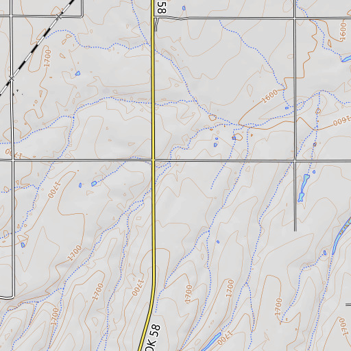 OpenTopoMap map of Widney Irrigation Reservoir, OK