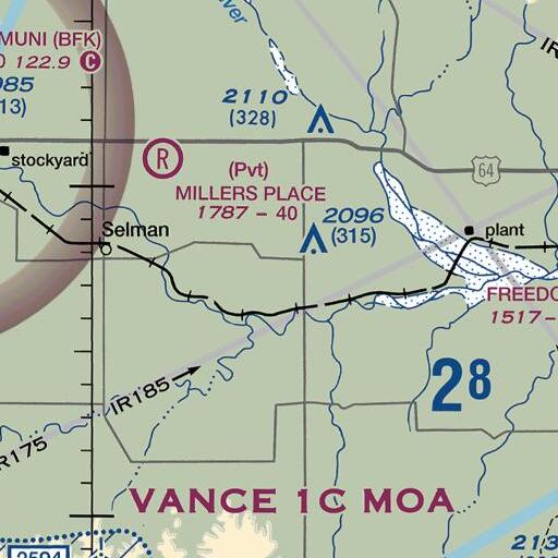 FAA VFR chart of Selman 23 Dam, OK