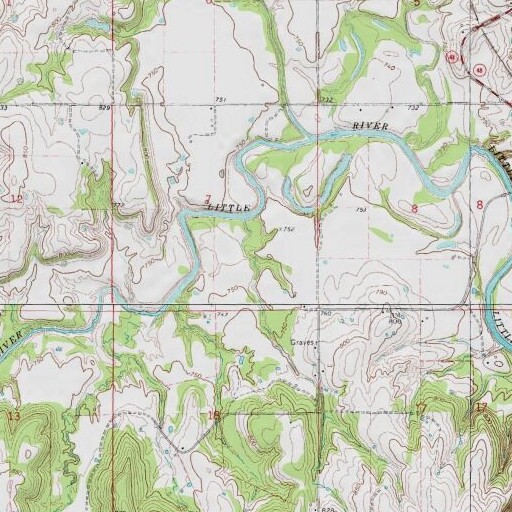 USGS 24K topo map of Leonard-Werner Lake, OK