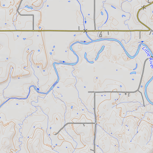 OpenTopoMap map of Leonard-Werner Lake, OK