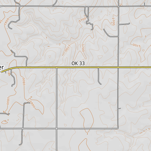 OpenTopoMap map of Creach Dam, OK