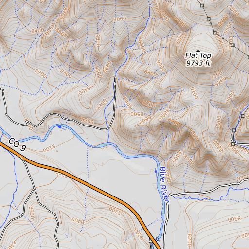 OpenTopoMap map of Target Bluff, CO