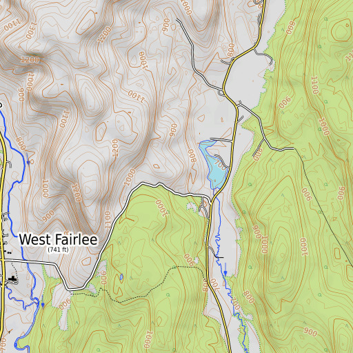 OpenTopoMap map of Middle Brook Dam, VT