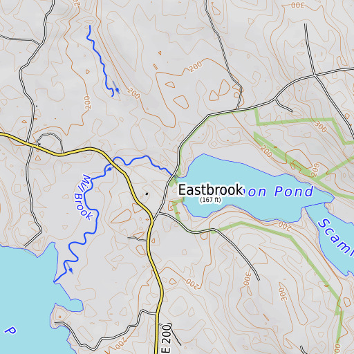 OpenTopoMap map of Scammon Pond Dam, ME