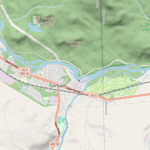 OpenStreetMap map of Gorham Dam, NH