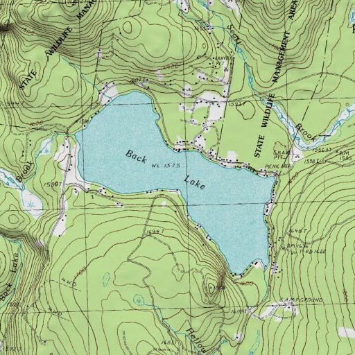 USGS 24K topo map of Back Lake, NH