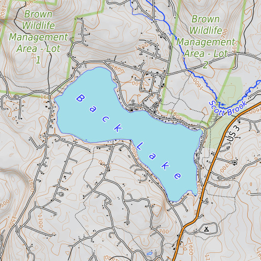 OpenTopoMap map of Back Lake, NH