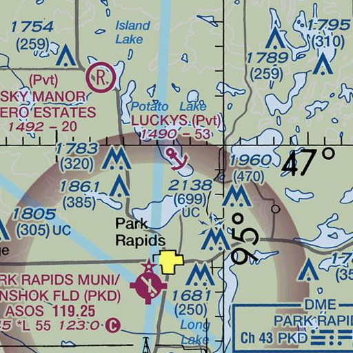 FAA VFR chart of Potato Lake Dam, MN