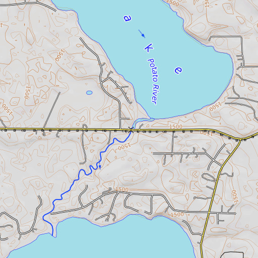 OpenTopoMap map of Potato Lake Dam, MN