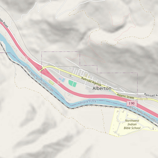 OpenStreetMap map of Alberton Post Office, MT