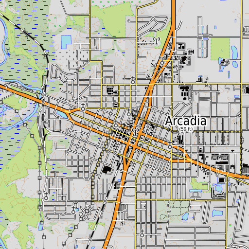 OpenTopoMap map of Arcadia Post Office, FL