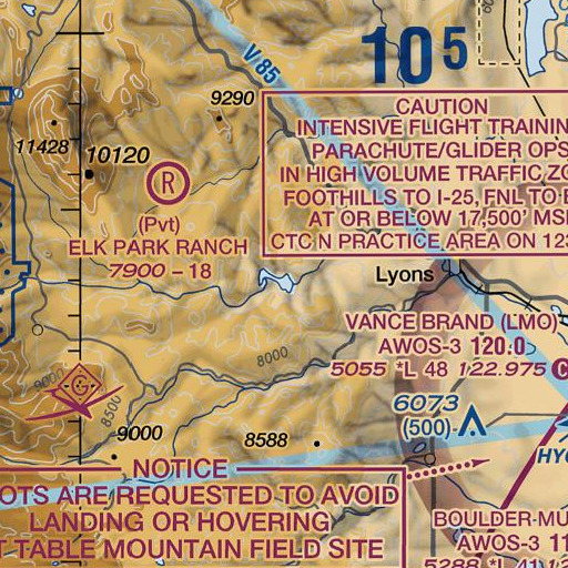 FAA VFR chart of Long Gulch, CO