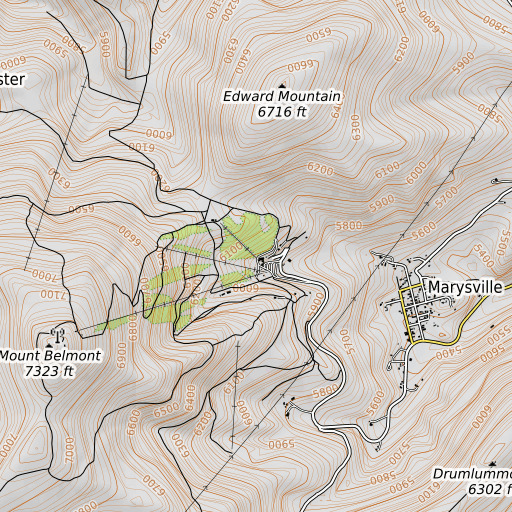 OpenTopoMap map of Snow Fields Ski Trail, MT
