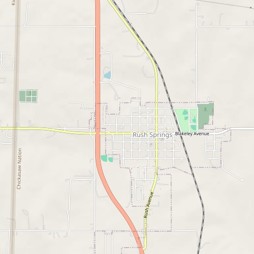 OpenStreetMap map of Rush Springs Elementary School, OK