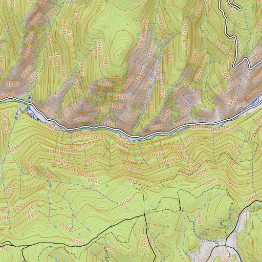 OpenTopoMap map of Sawmill Creek, CO