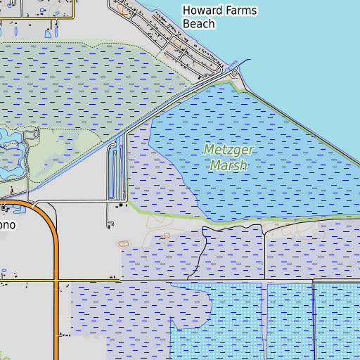 OpenTopoMap map of Metzger Marsh, OH