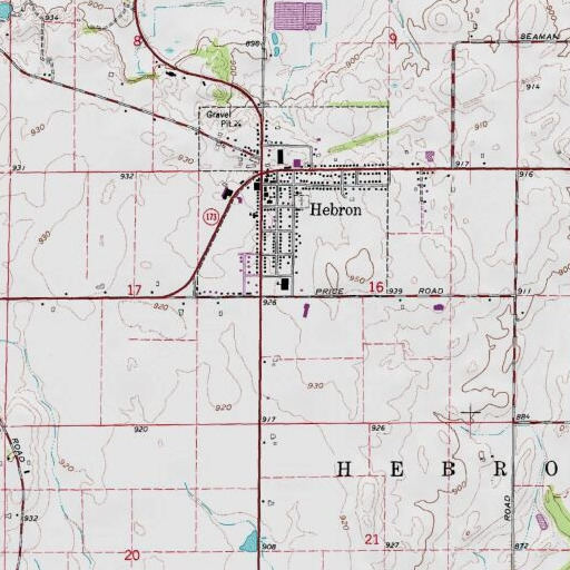 USGS 24K topo map of Alden-Hebron High School, IL