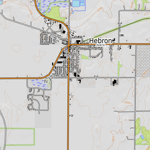 OpenTopoMap map of Alden-Hebron High School, IL