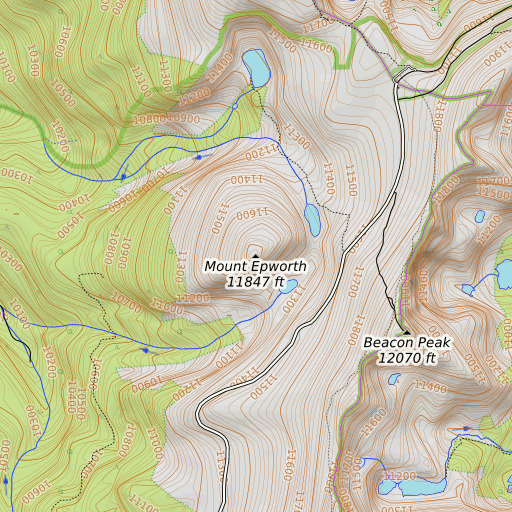 OpenTopoMap map of Mount Epworth, CO