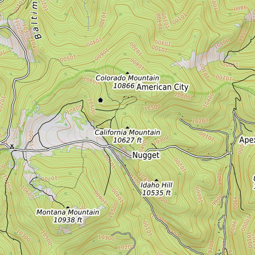 OpenTopoMap map of California Mountain, CO