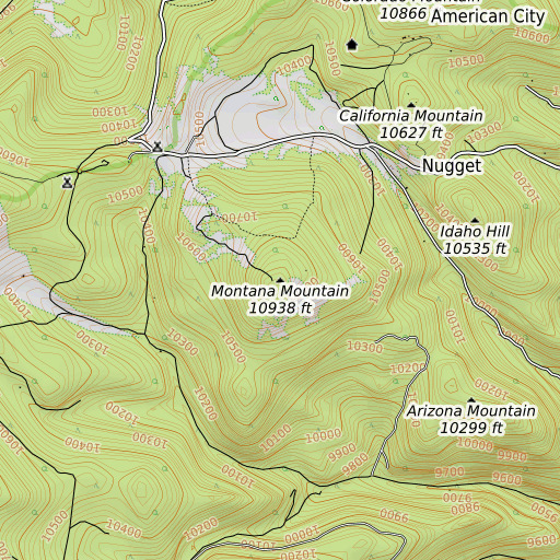 OpenTopoMap map of Montana Mountain, CO