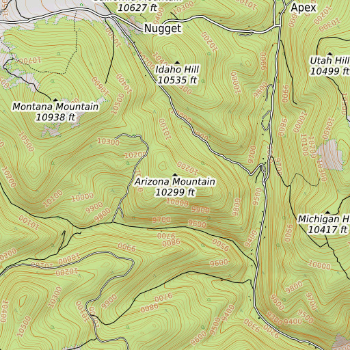 OpenTopoMap map of Arizona Mountain, CO