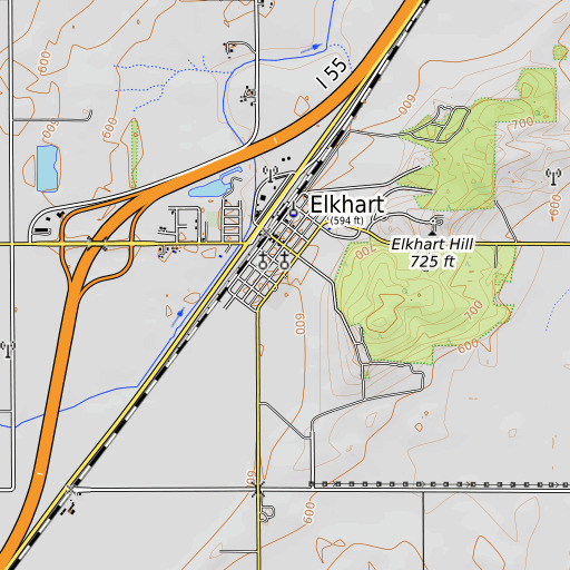 OpenTopoMap map of Elkhart Elementary School, IL